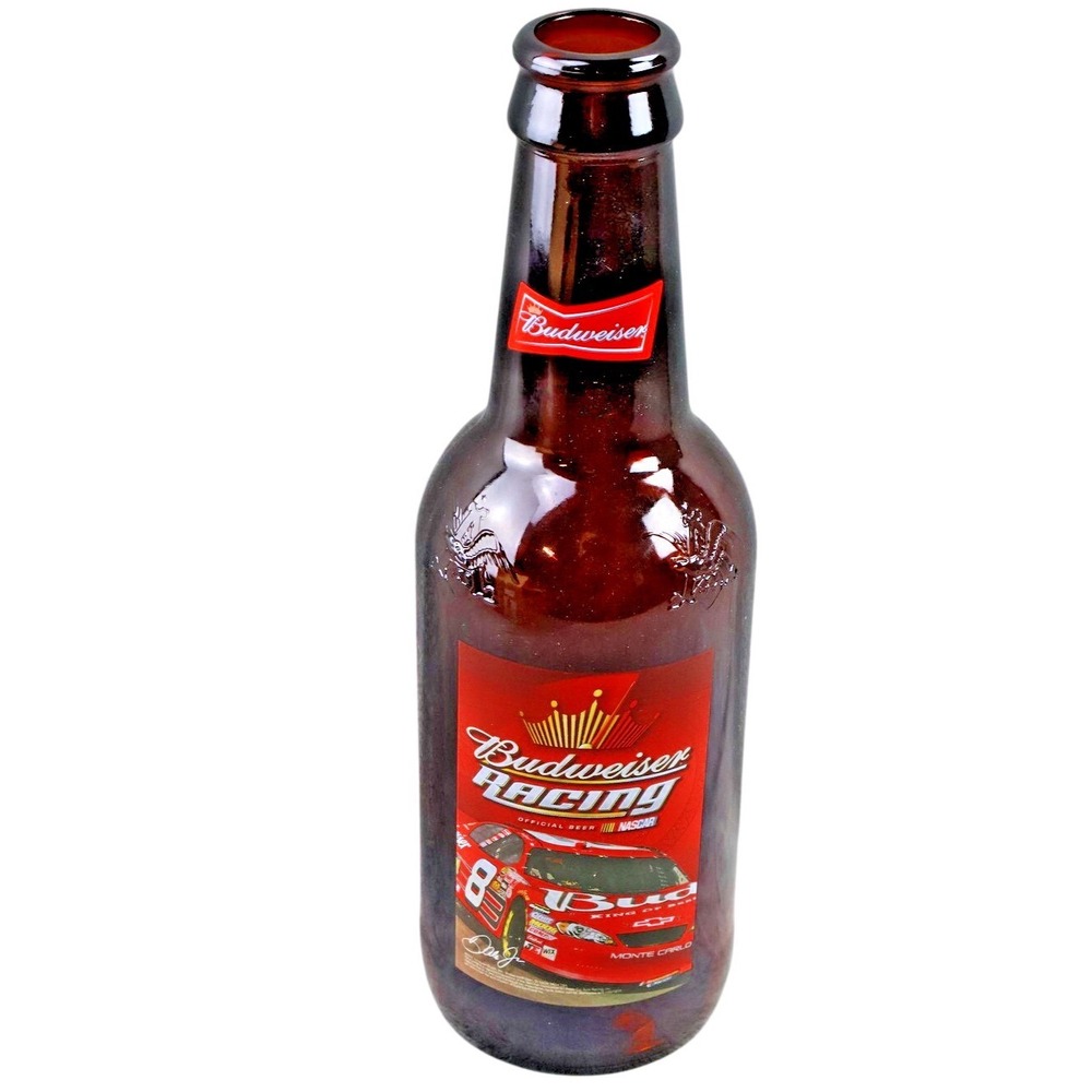Budweiser Racing Dale Jr #8 NASCAR Brown Glass Beer‎ Bottle Collectible Display